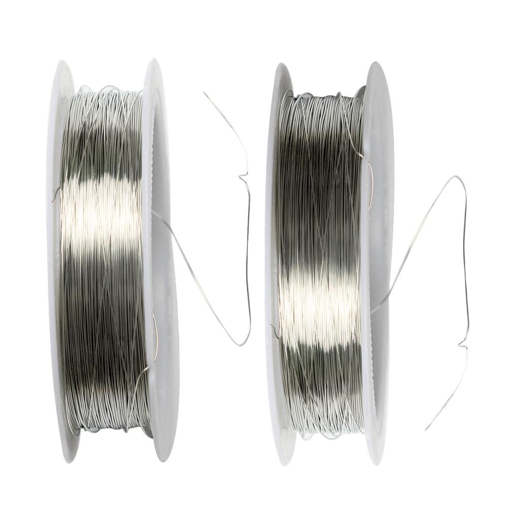 2 Rolls 22m Iron Wire for DIY Bridal Hair Jewelry Making 0.3mm Silver