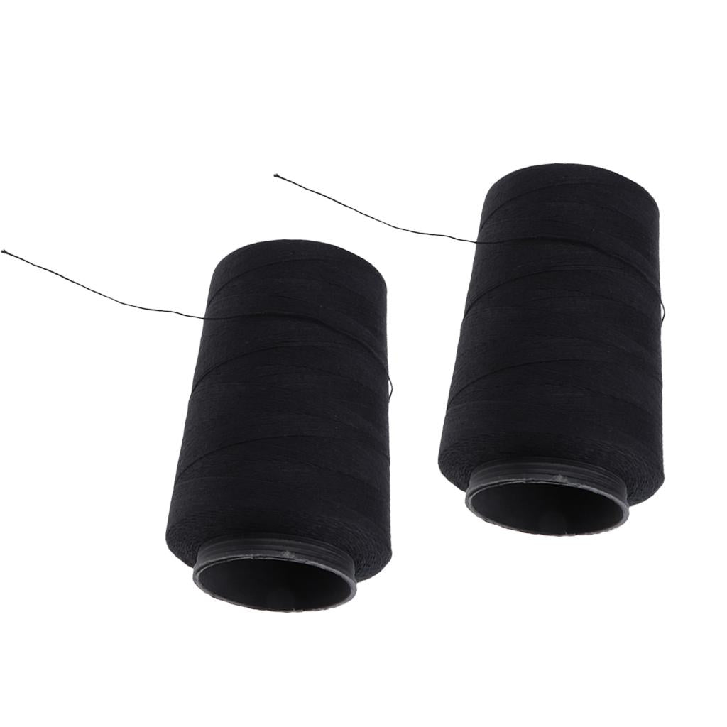 2x Black Hair Weaving Thread Spool for Wig Making Weft Hair Extension Braids