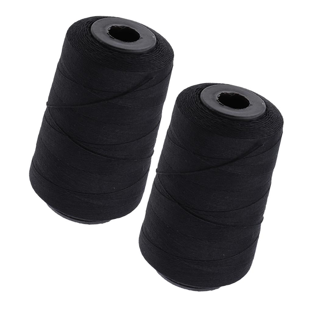 2x Black Hair Weaving Thread Spool for Wig Making Weft Hair Extension Braids