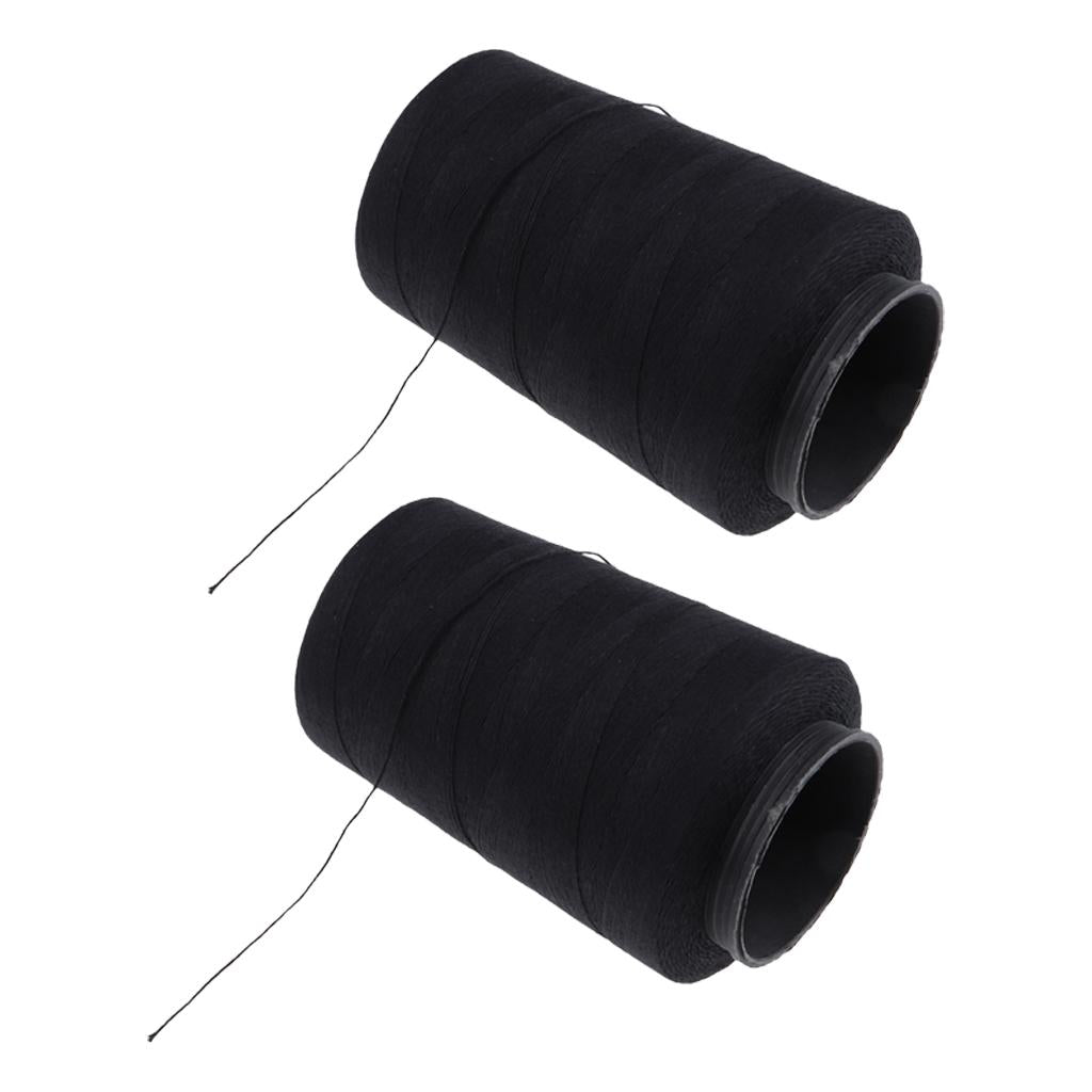 2x Black Hair Weaving Thread Spool for Wig Making Weft Hair Extension Braids