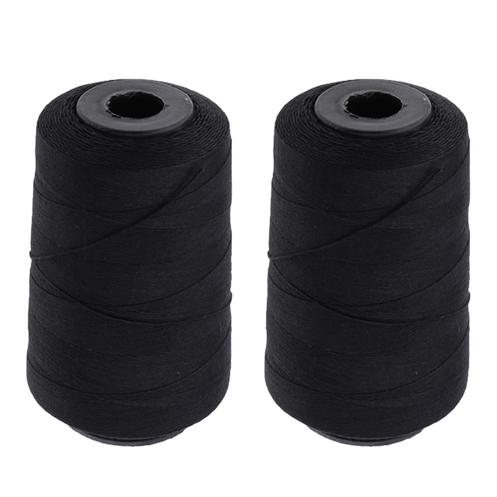 2x Black Hair Weaving Thread Spool for Wig Making Weft Hair Extension Braids