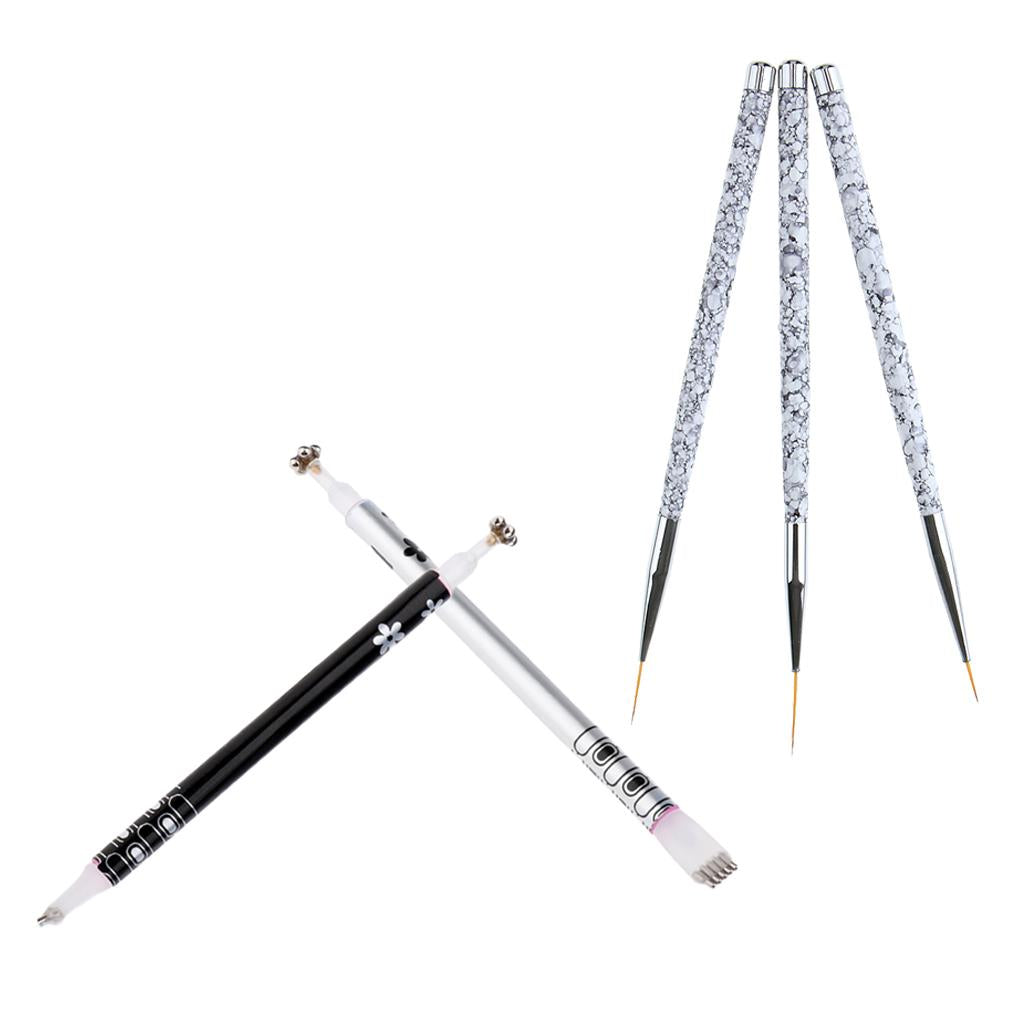 5Pcs Nail Art Liner Brush Magnetic Pen Set DIY Cat Eye UV Gel Painting Stick