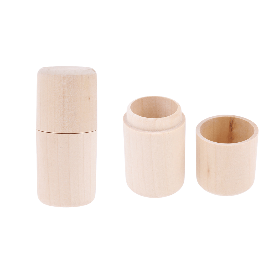 2x Cylinder Wood Storage Box Essential Oil Carry Case Organizer Holder 10ml
