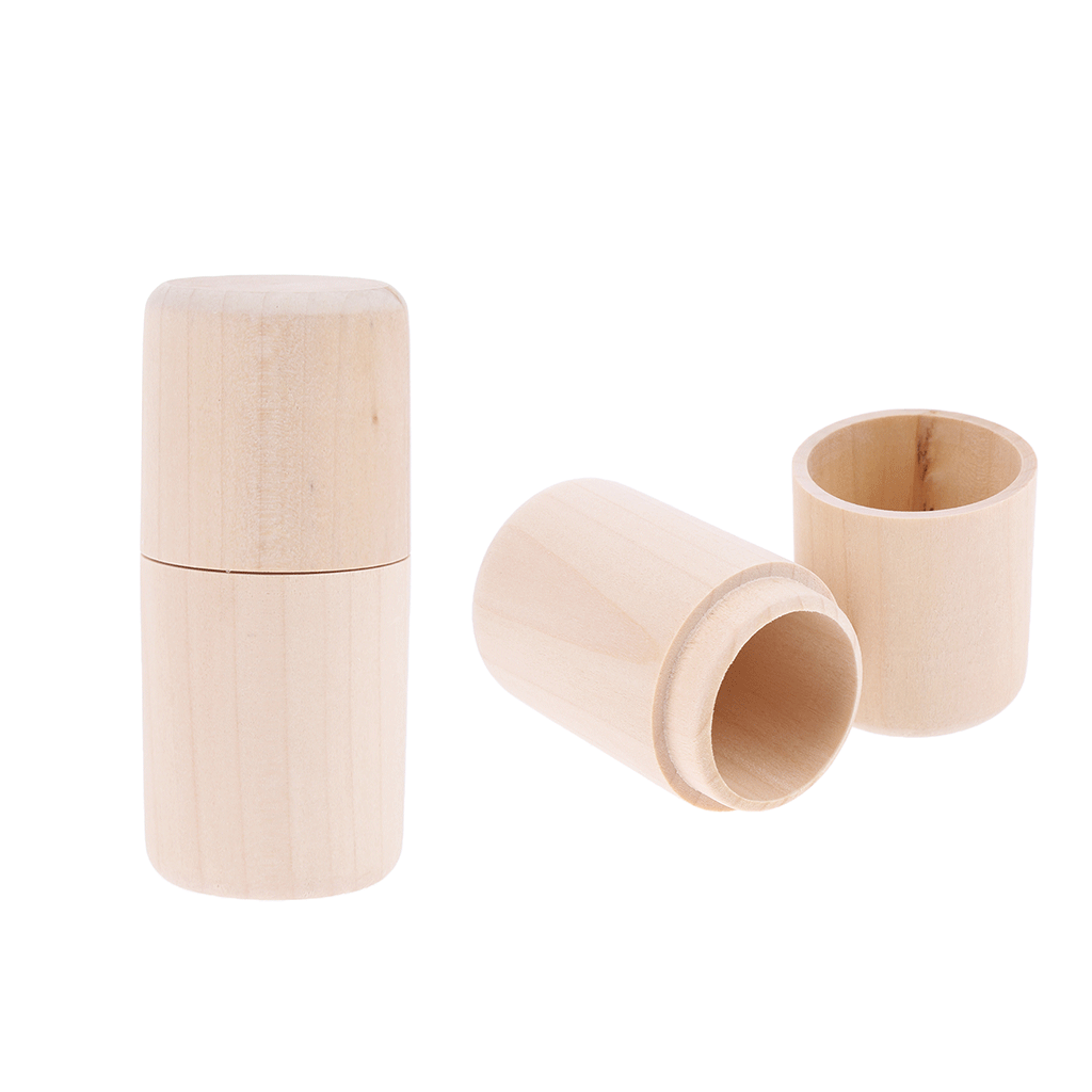 2x Cylinder Wood Storage Box Essential Oil Carry Case Organizer Holder 10ml