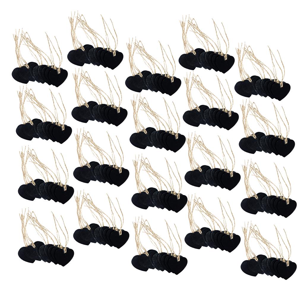 200 Pieces Wooden Heart Hanging Chalkboard Memo Message Blackboard Wedding
