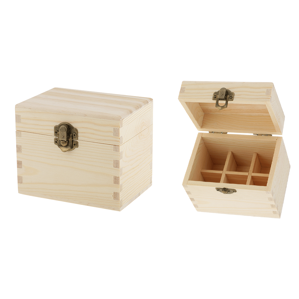 2 Pcs Essential Oil Wooden Storage Box Display Case Organizer Hold 6 Bottles