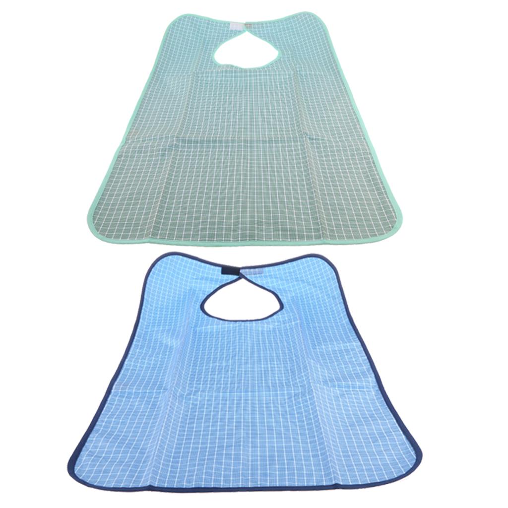 2 Pcs Waterproof Adults Elder Mealtime Cloth Protector Disability Aid Bib