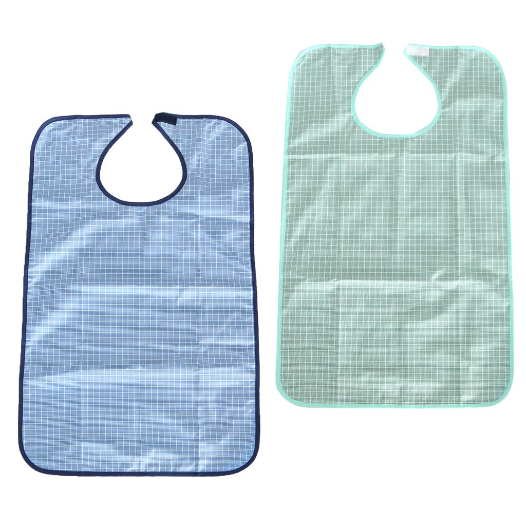 2 Pcs Waterproof Adults Elder Mealtime Cloth Protector Disability Aid Bib