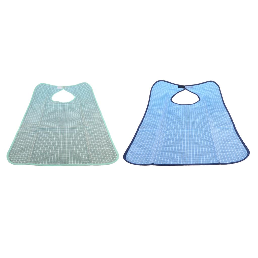 2 Pcs Waterproof Adults Elder Mealtime Cloth Protector Disability Aid Bib