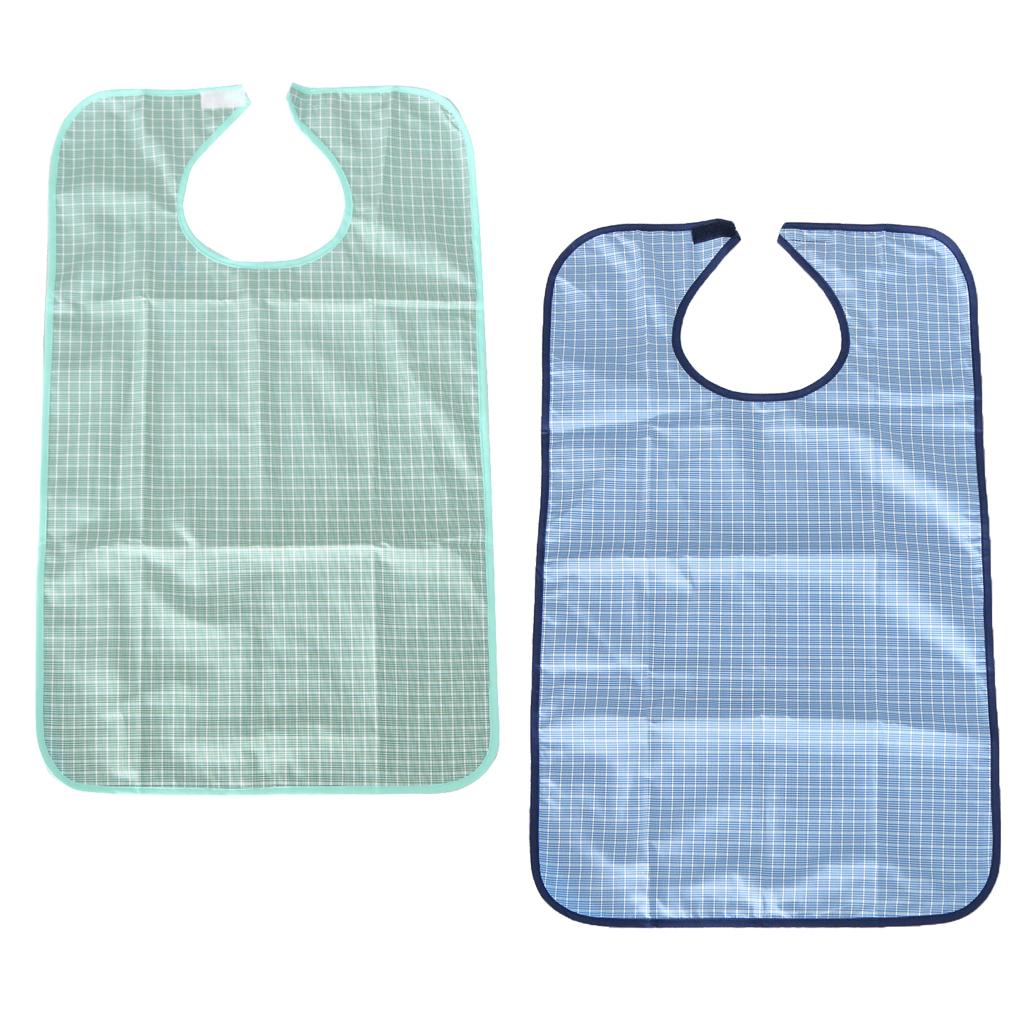 2 Pcs Waterproof Adults Elder Mealtime Cloth Protector Disability Aid Bib