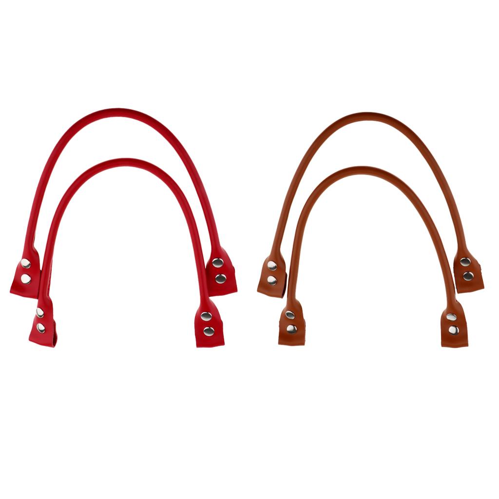 4 Pieces Genuine Leather Handbag Bag Strap Replacement 58cm Brown+Red
