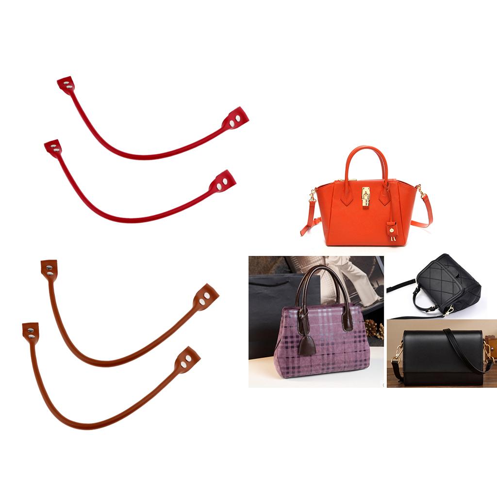 4 Pieces Genuine Leather Handbag Bag Strap Replacement 58cm Brown+Red