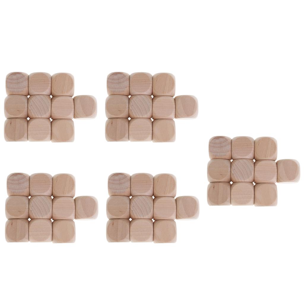 50PCS Wood Blank Dice D6 3cm Game Dice for DIY decorating and craft projects