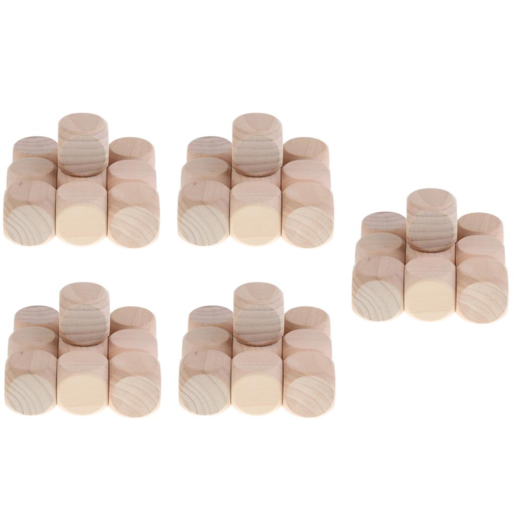 50PCS Wood Blank Dice D6 3cm Game Dice for DIY decorating and craft projects