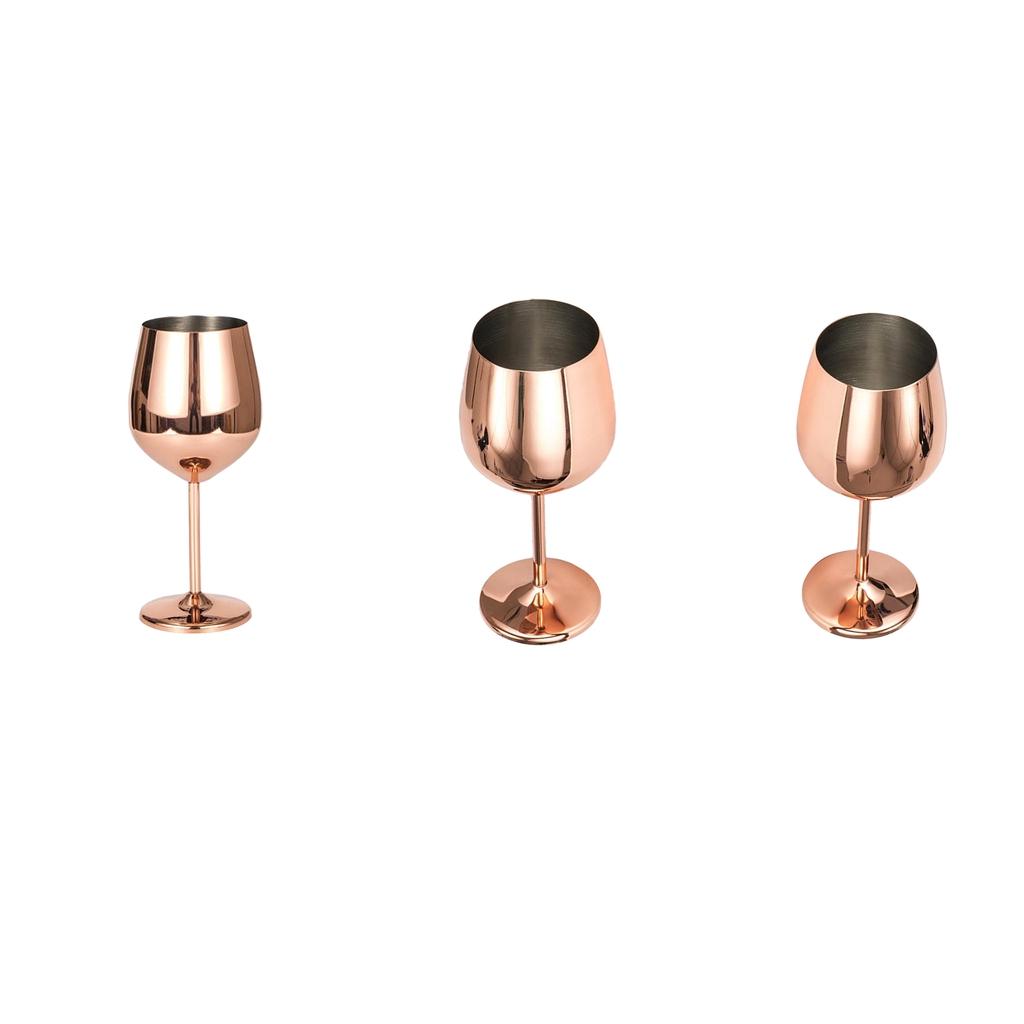 3Pcs Stainless Steel Wine Glasses Red Wine Goblets Champagne Bar Rose Gold