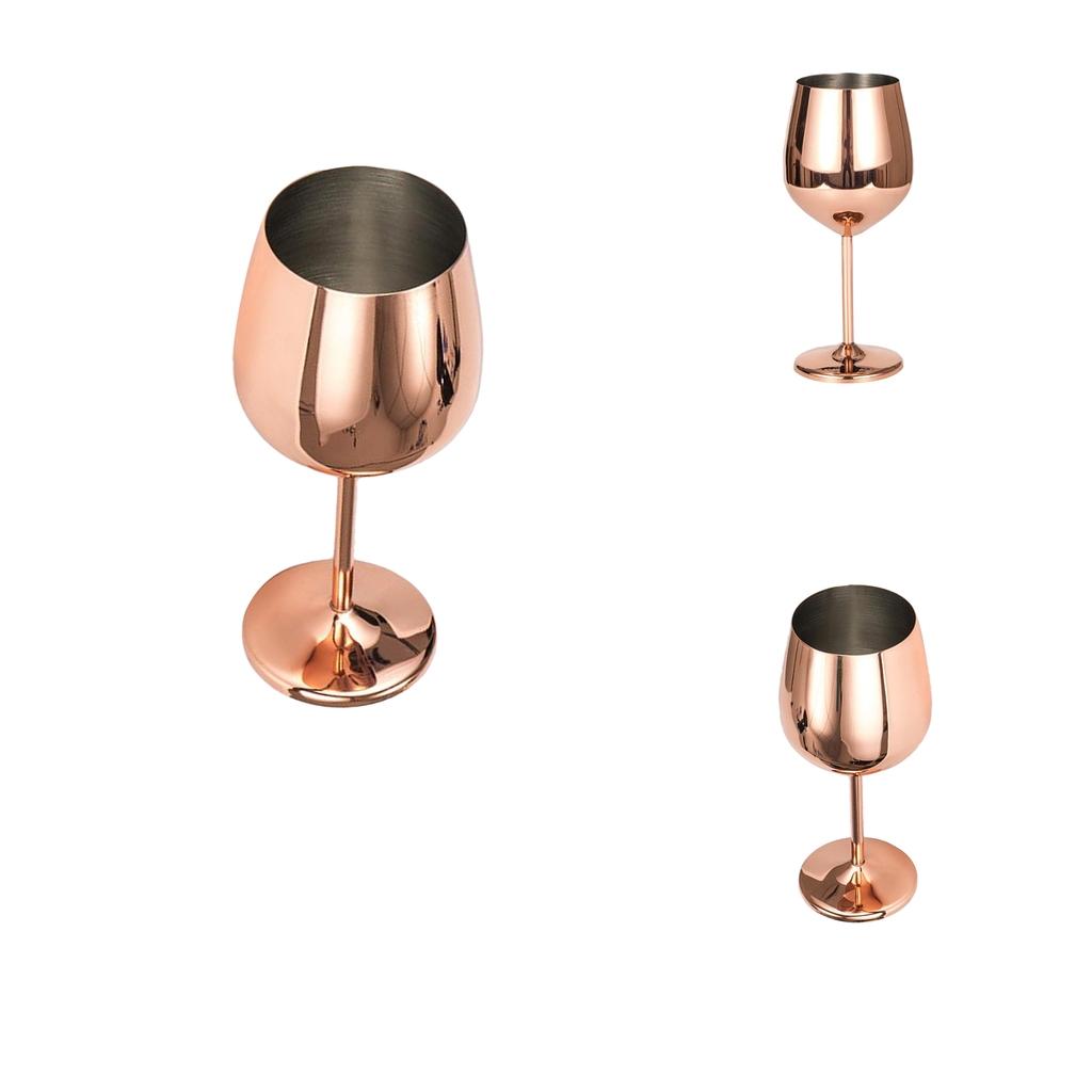 3Pcs Stainless Steel Wine Glasses Red Wine Goblets Champagne Bar Rose Gold