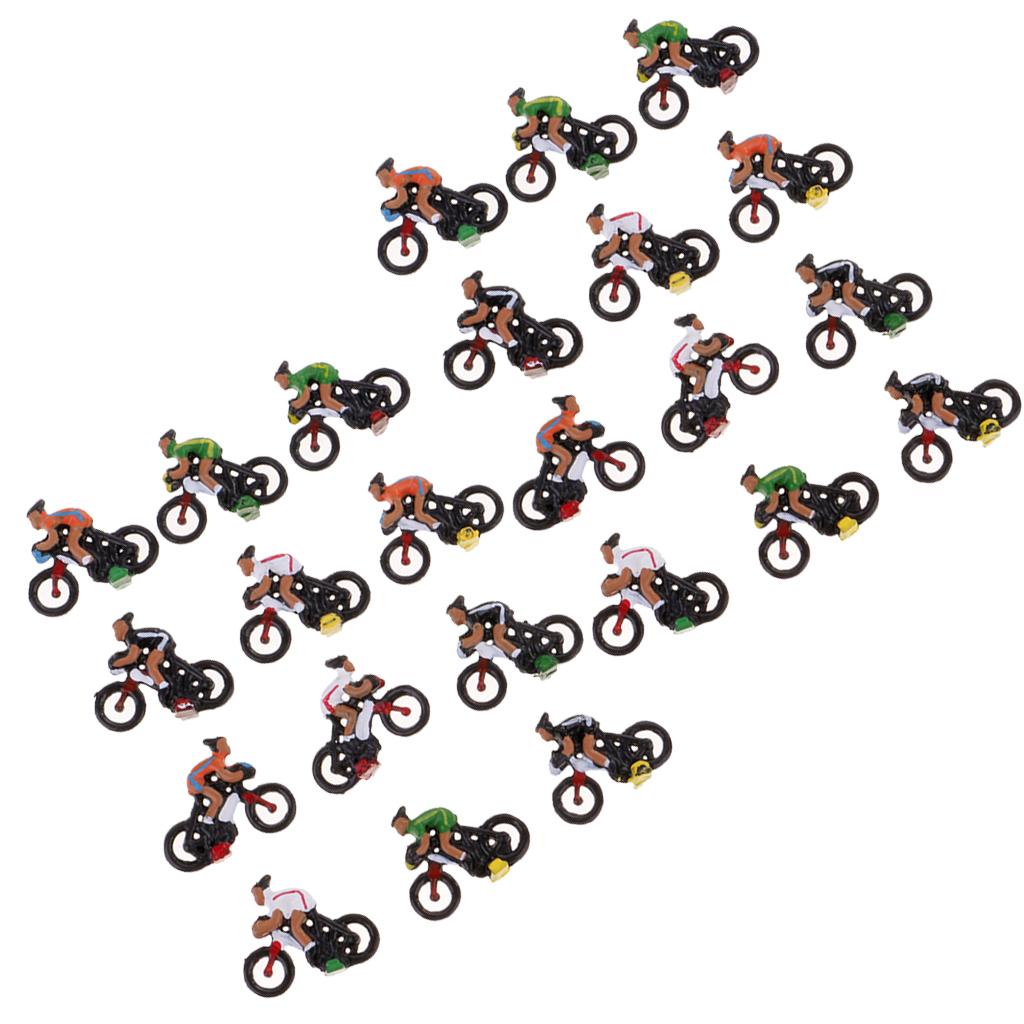 24 Pieces Miniature 1/87 HO Model Cyclist DIY Landscape Sand Table Layouts