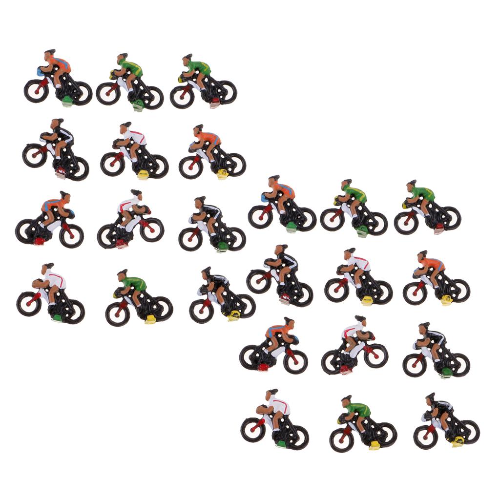 24 Pieces Miniature 1/87 HO Model Cyclist DIY Landscape Sand Table Layouts