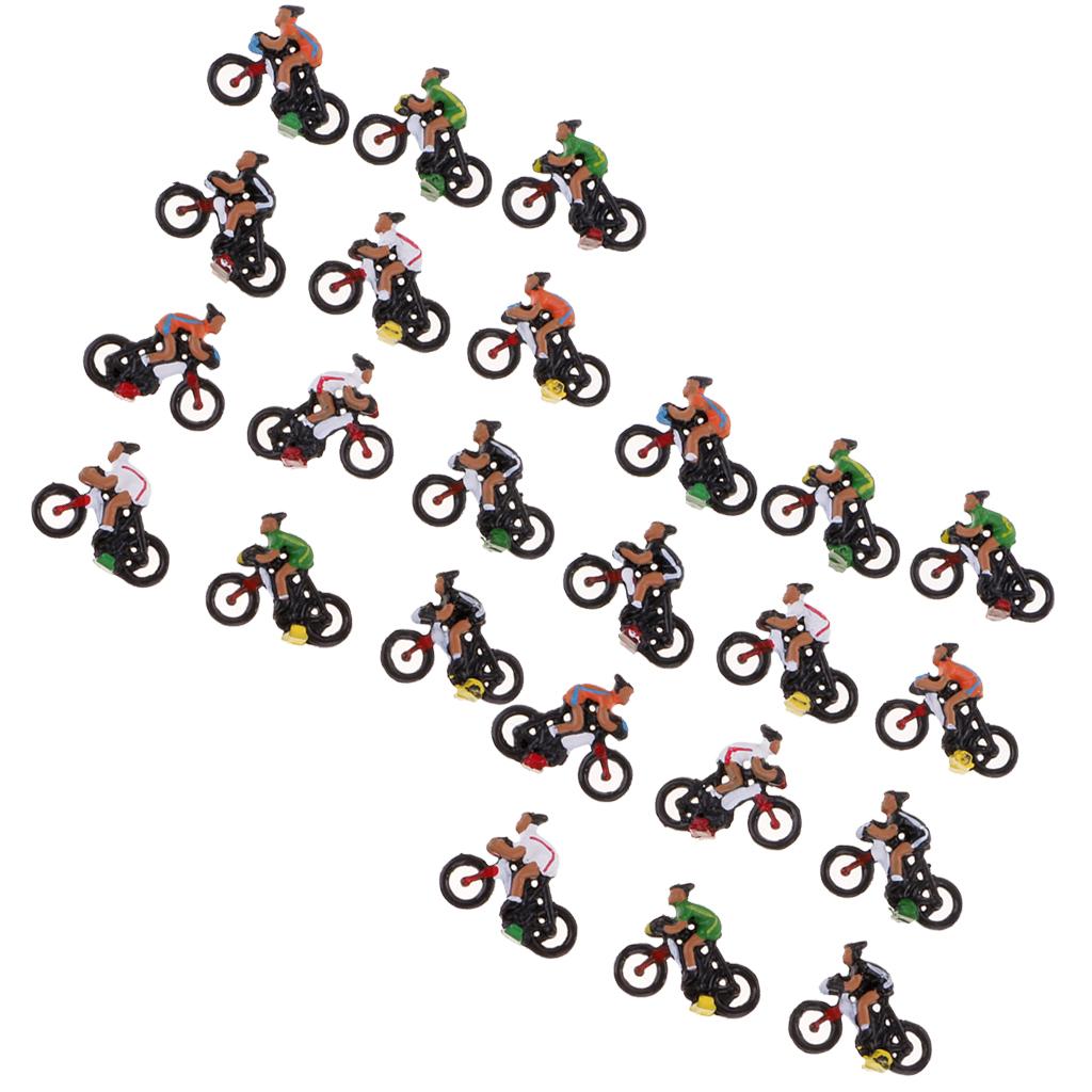 24 Pieces Miniature 1/87 HO Model Cyclist DIY Landscape Sand Table Layouts