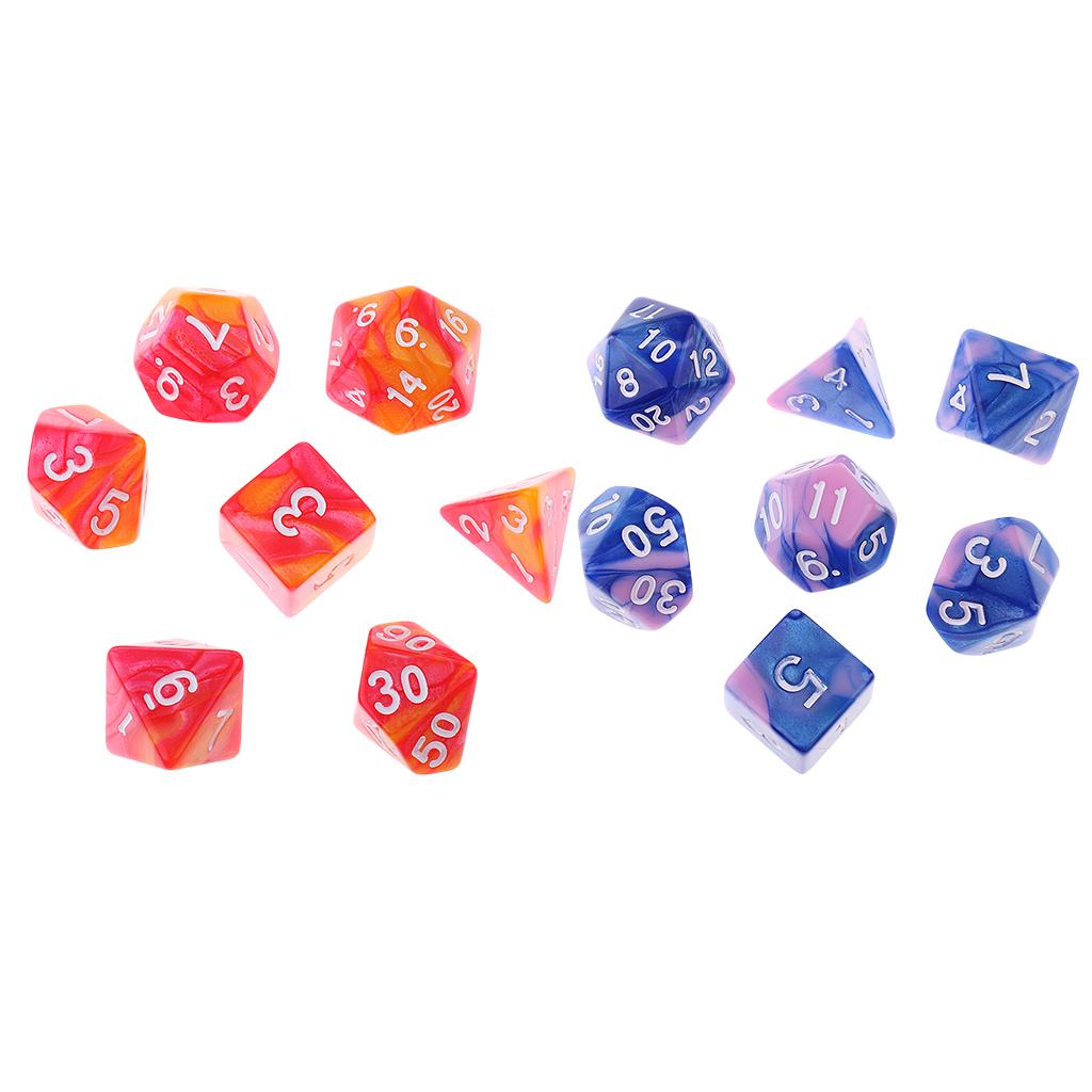 14pcs Polyhedral Dice D3 D4 D6 D8 D10 D12 D20 Die for RPG DND Table Game