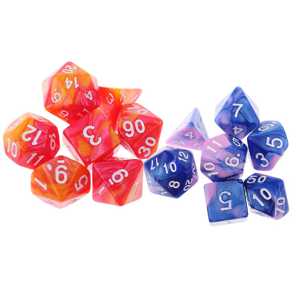 14pcs Polyhedral Dice D3 D4 D6 D8 D10 D12 D20 Die for RPG DND Table Game