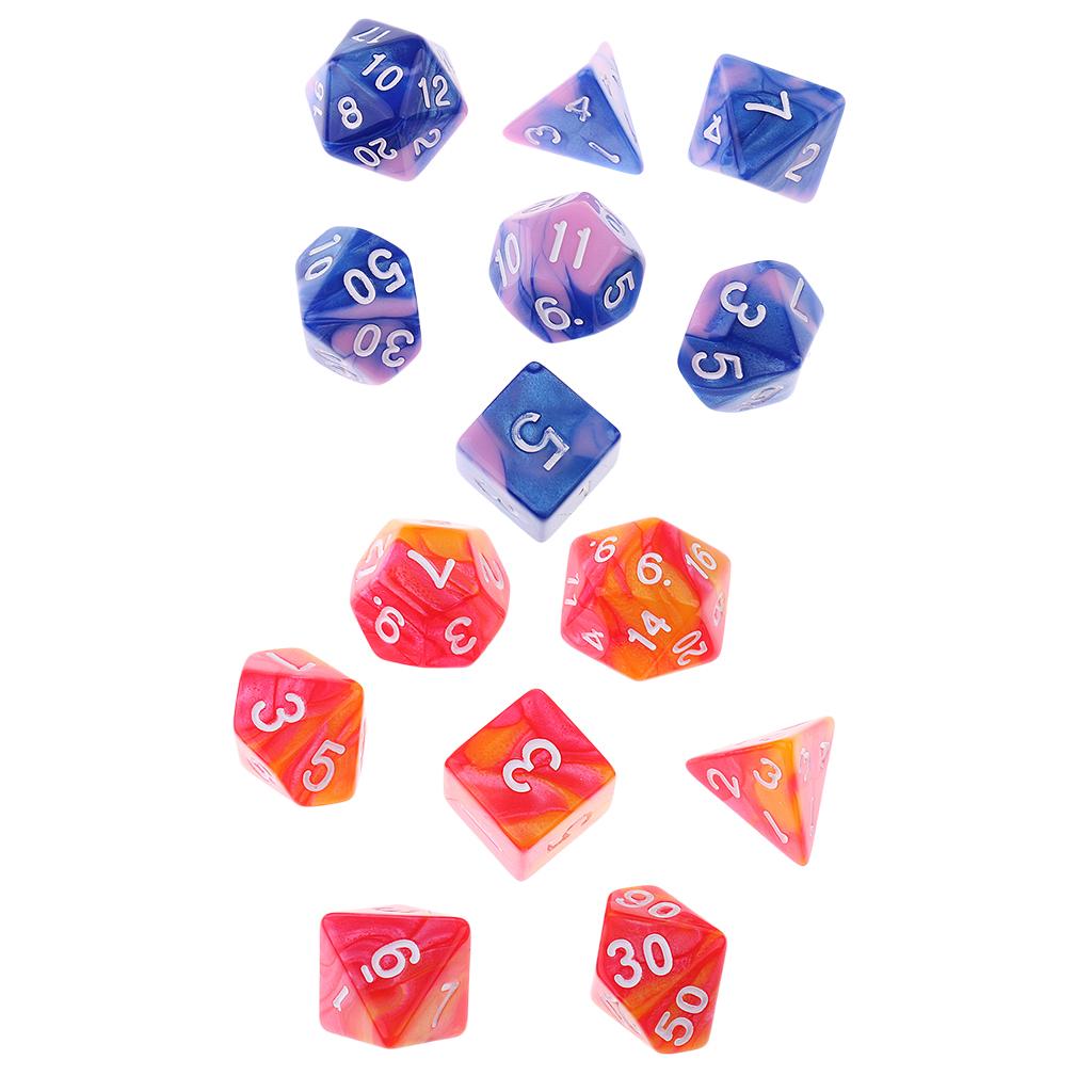 14pcs Polyhedral Dice D3 D4 D6 D8 D10 D12 D20 Die for RPG DND Table Game