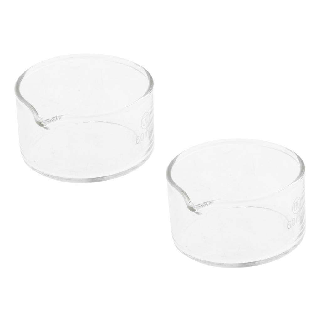 2 Pieces 60mm Reusable Glass Crystallizing Dishes, Borosilicate
