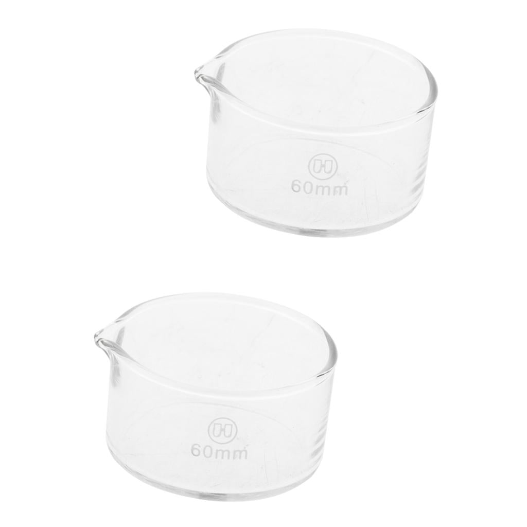 2 Pieces 60mm Reusable Glass Crystallizing Dishes, Borosilicate