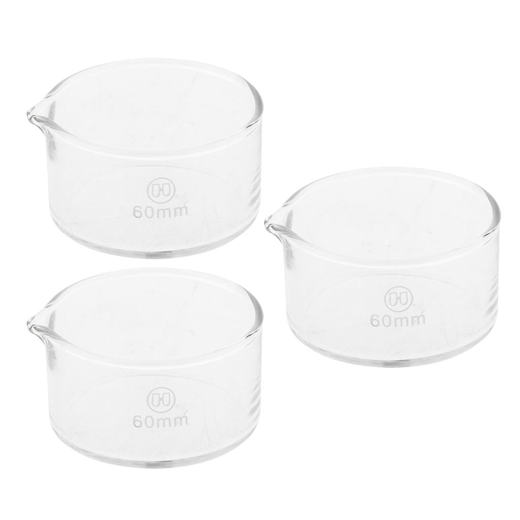 3 Pieces 60mm Reusable Glass Crystallizing Dishes, Borosilicate