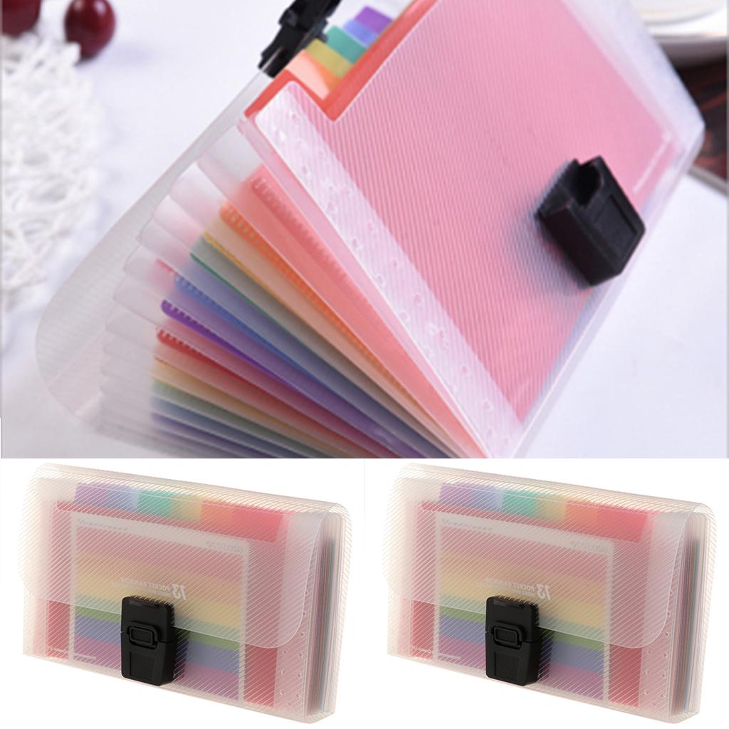 2PCS Mini A6 13 Pockets Expanding File Folder Receipts Cards Organizer Bag