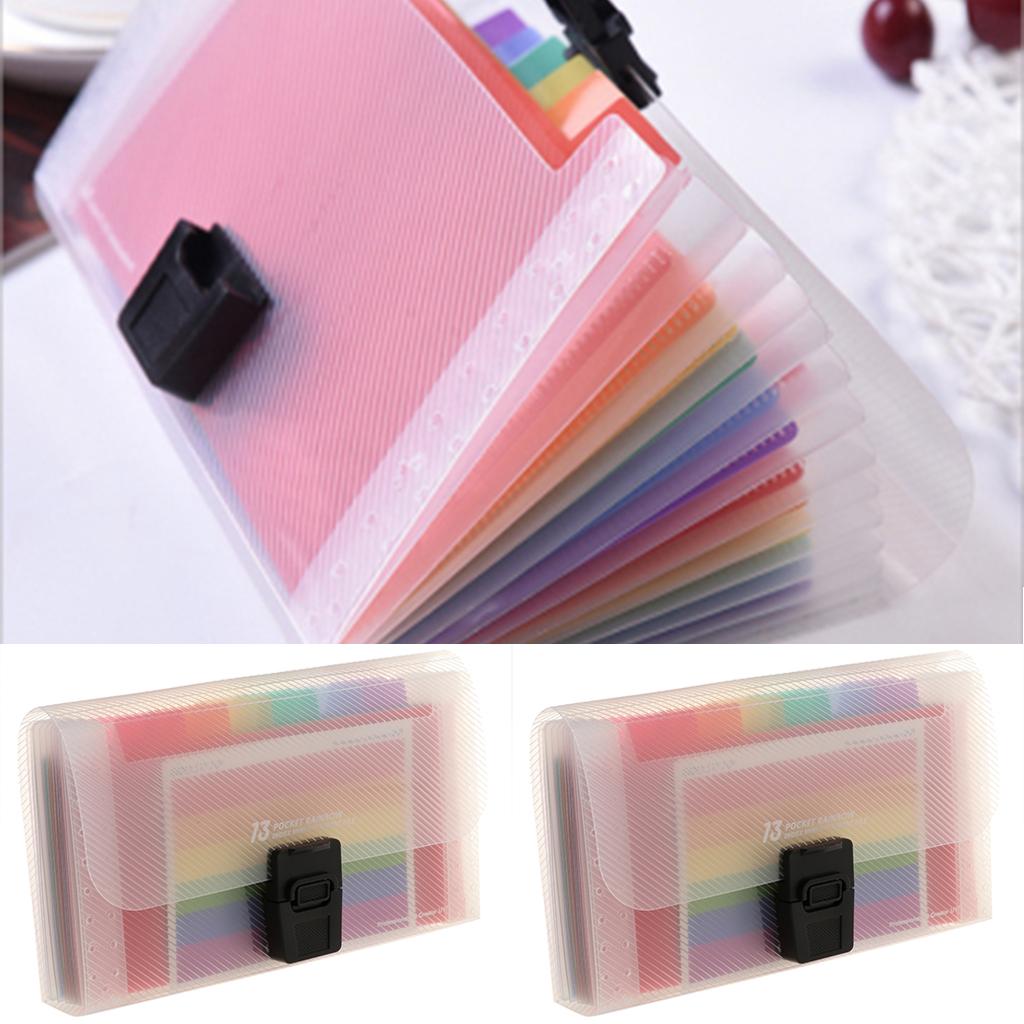 2PCS Mini A6 13 Pockets Expanding File Folder Receipts Cards Organizer Bag