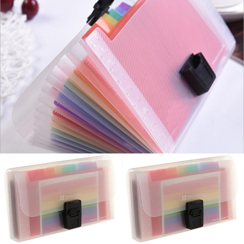 2PCS Mini A6 13 Pockets Expanding File Folder Receipts Cards Organizer Bag