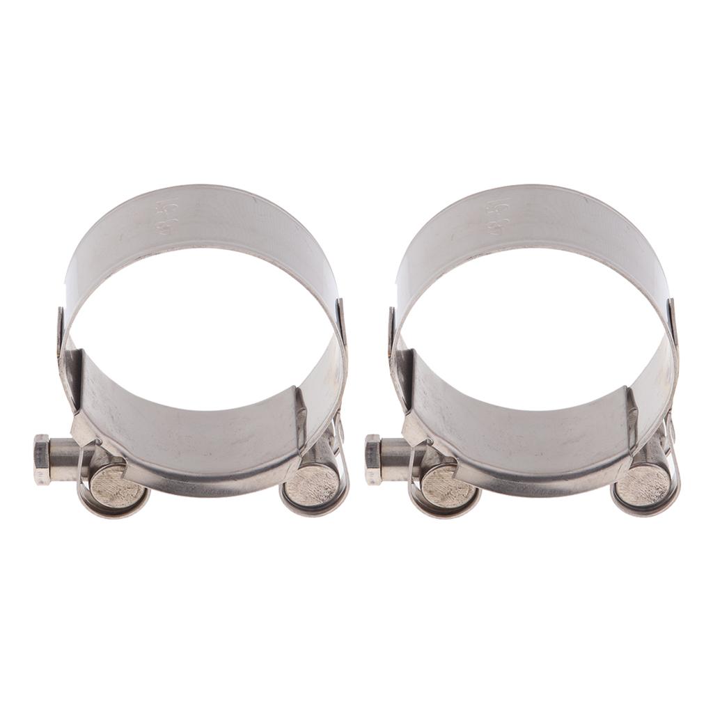 2pcs Motorbike Exhaust Clip Stainless Steel Muffler Silencer Clamps 48-51mm