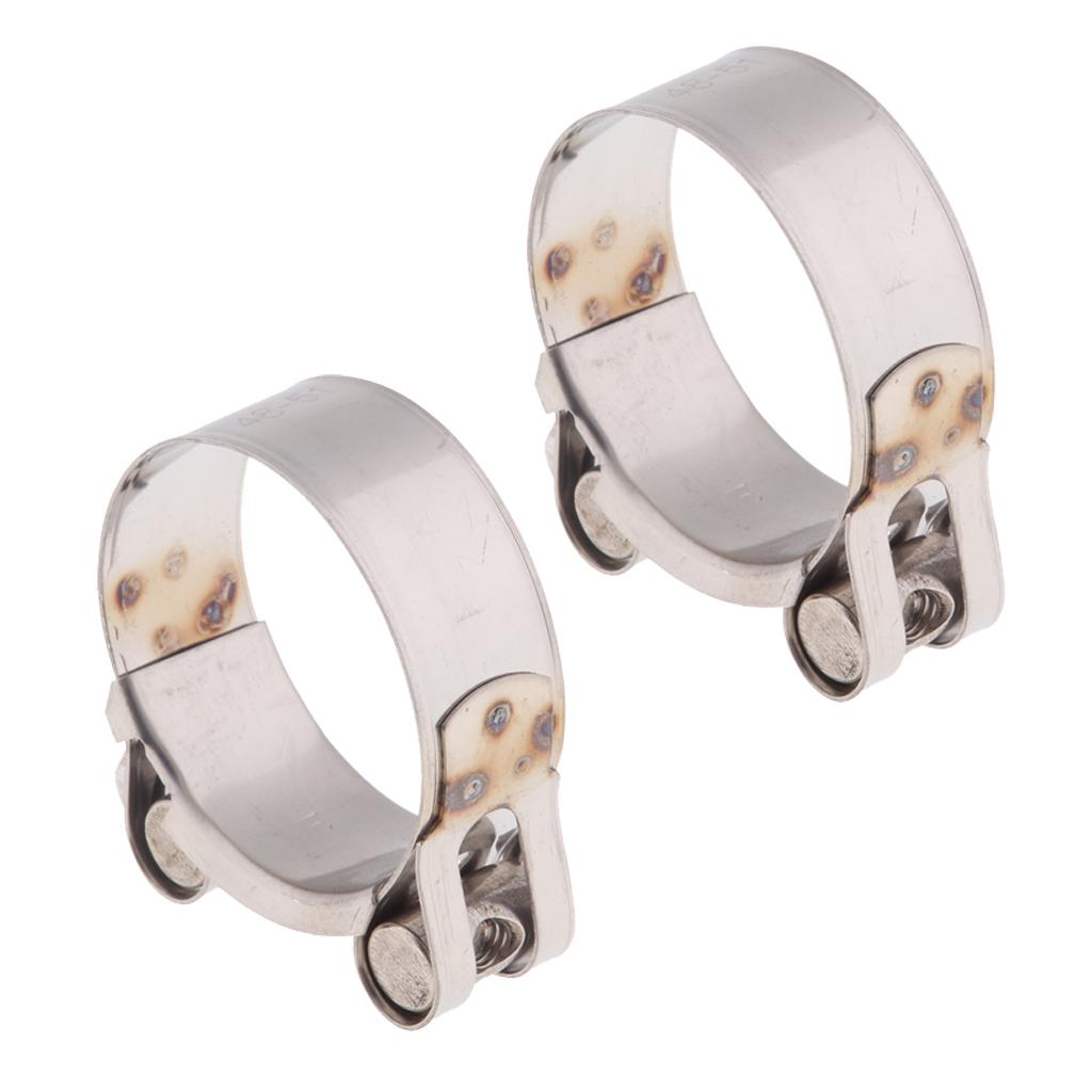 2pcs Motorbike Exhaust Clip Stainless Steel Muffler Silencer Clamps 48-51mm