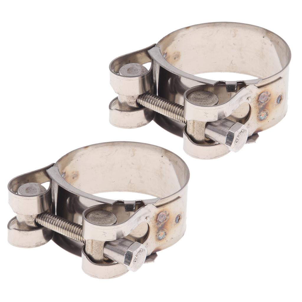 2pcs Motorbike Exhaust Clip Stainless Steel Muffler Silencer Clamps 44-47mm