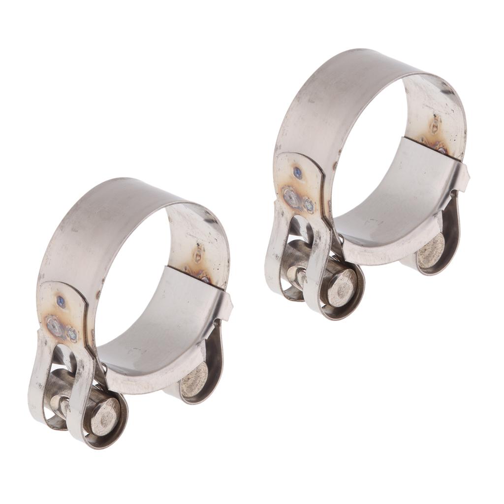 2pcs Motorbike Exhaust Clip Stainless Steel Muffler Silencer Clamps 44-47mm