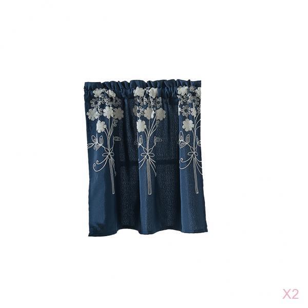 2Pcs Window Voile Sheer Curtain Valance Tiers 137x61cm_B