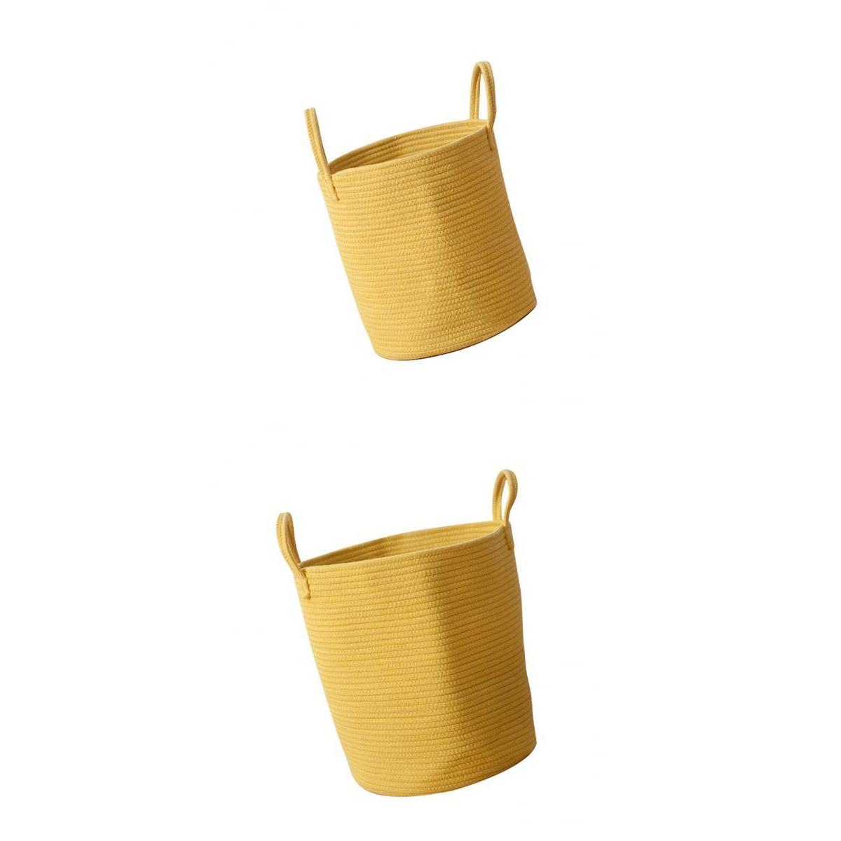2Size Yellow Cotton Rope Handle Storage Basket Laundry Basket Storage