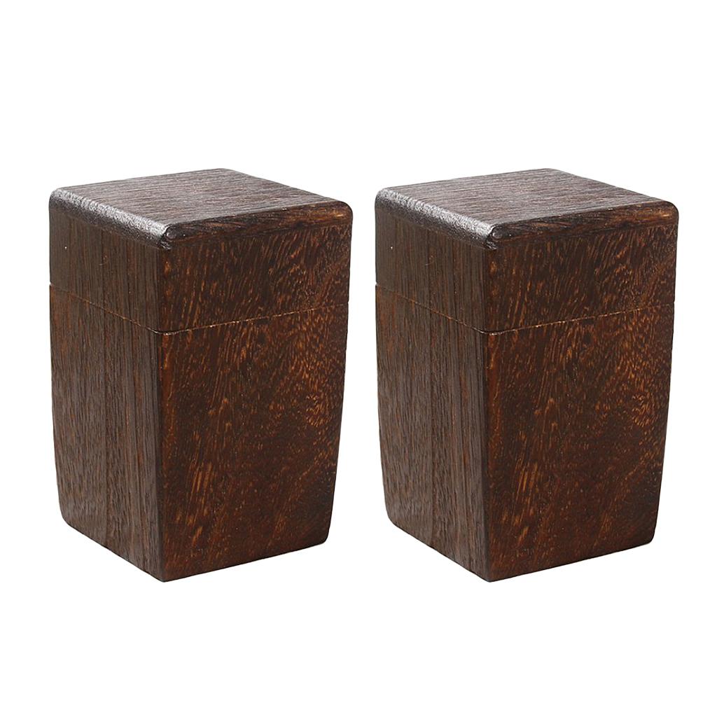 2Pcs Wooden Tea Storage Box Organizer Container Wood Tea Caddy Holder