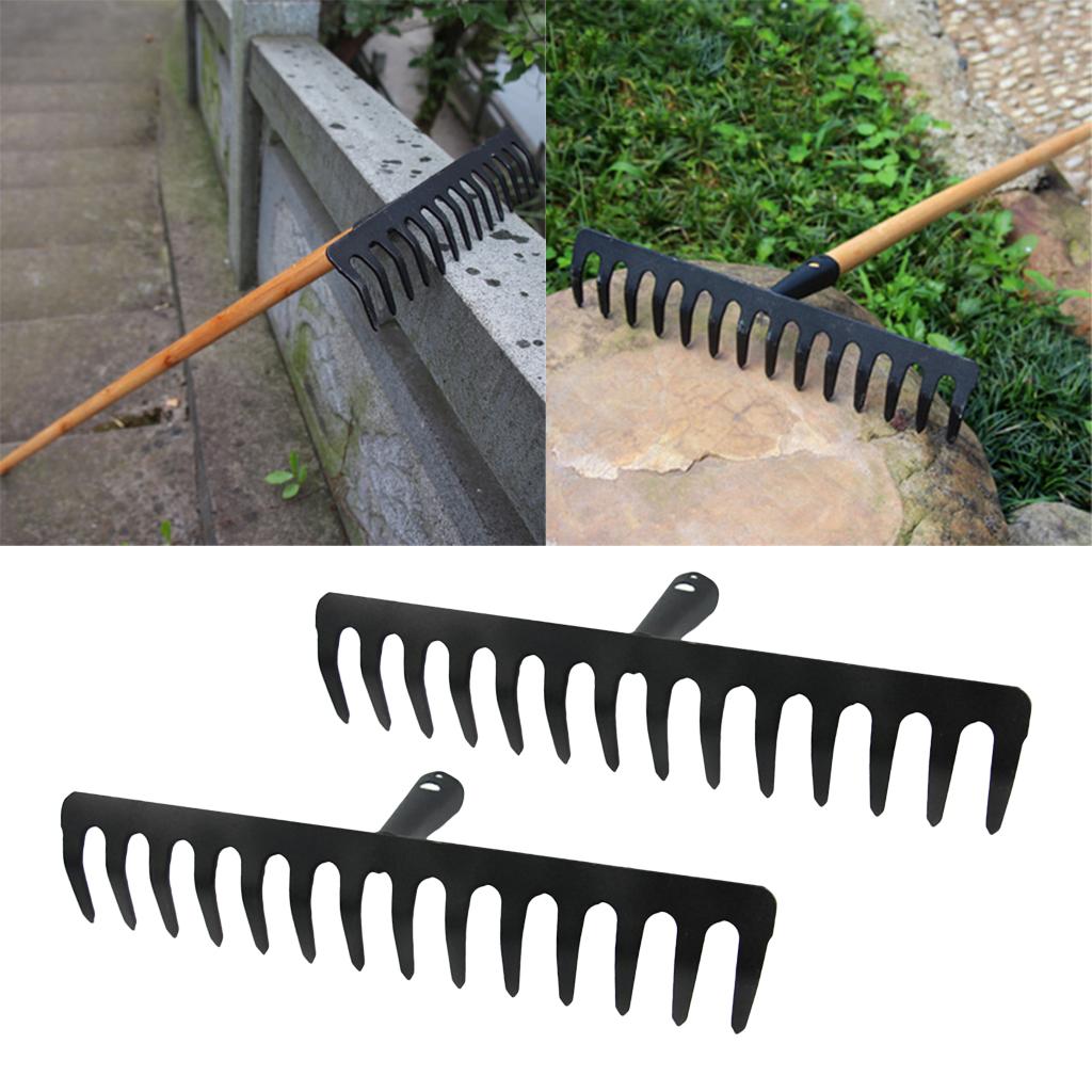 2 Pcs Replacement 14 Tooth Lawn Rake Head for Garden Grass Leaves Leaf Lawn