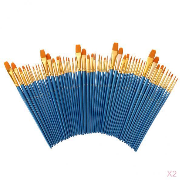 100 Piece Wood Nylon Hair Painting Brush for Watercolor Acrylic Oil Painting