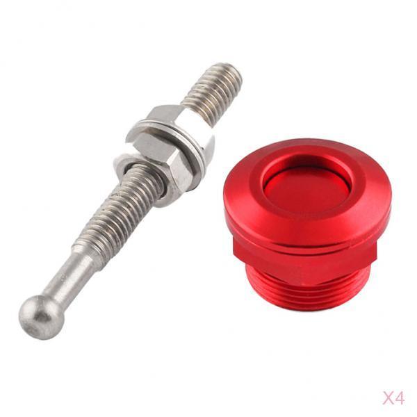 4x 22mm Push Button Quick Release Bonnet Hood Pins Lock Latch Universal Red