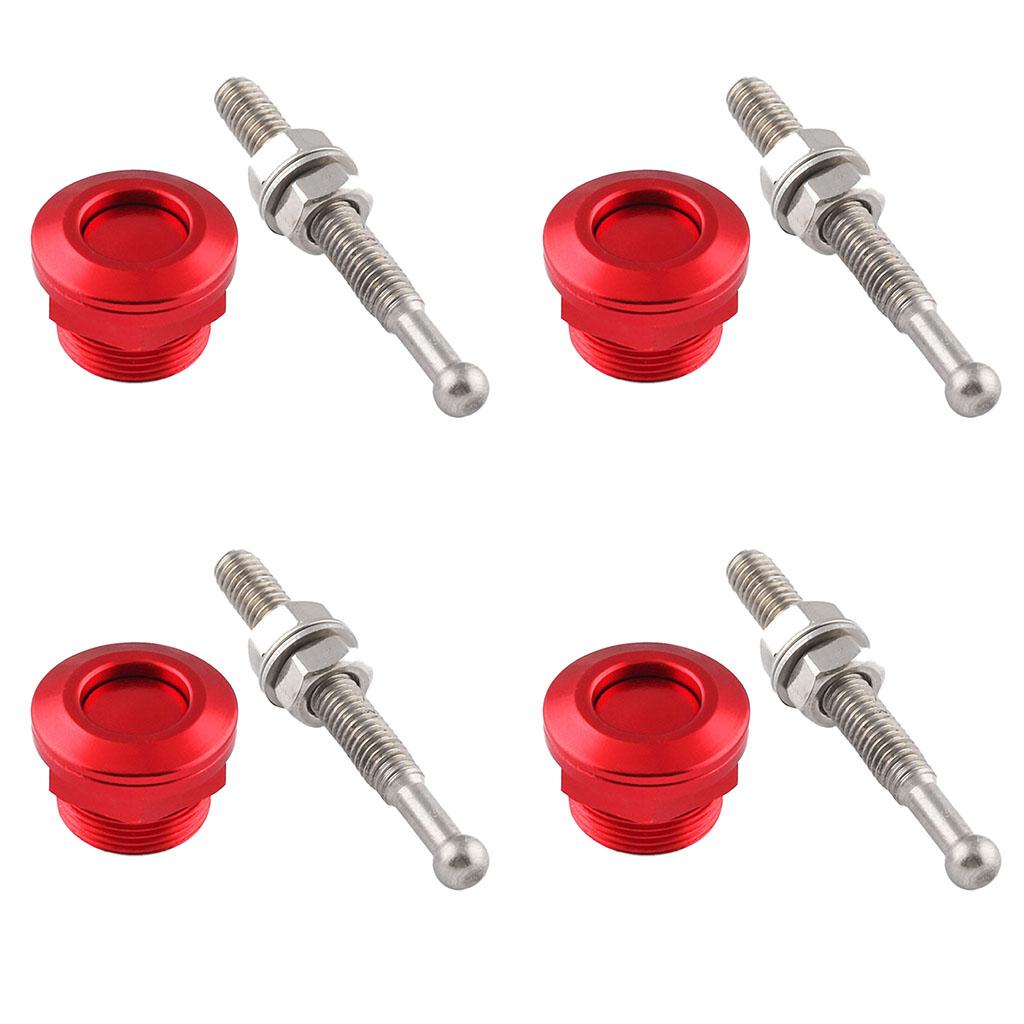 4x 22mm Push Button Quick Release Bonnet Hood Pins Lock Latch Universal Red
