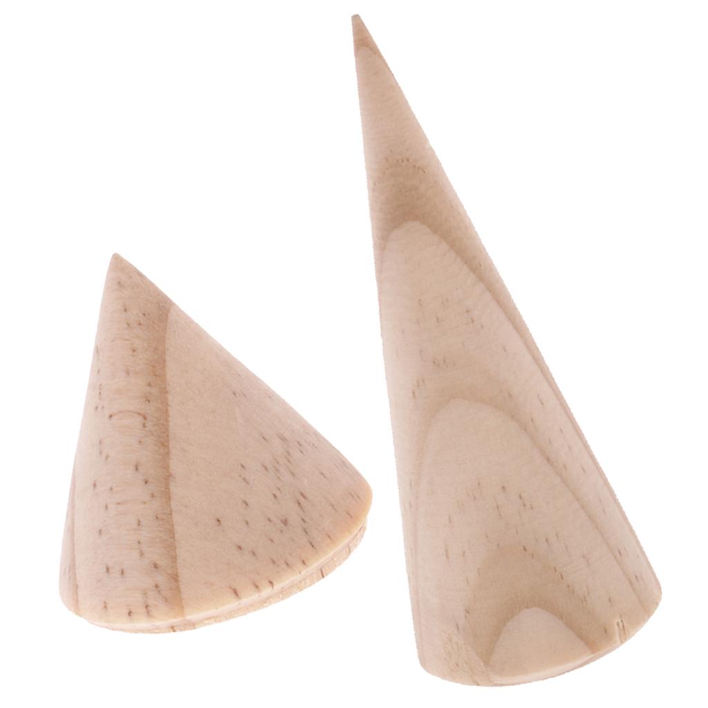 10 Pieces Unpainted Cone Wood Ring Jewelry Display Showcase Bulk 3cm/8cm