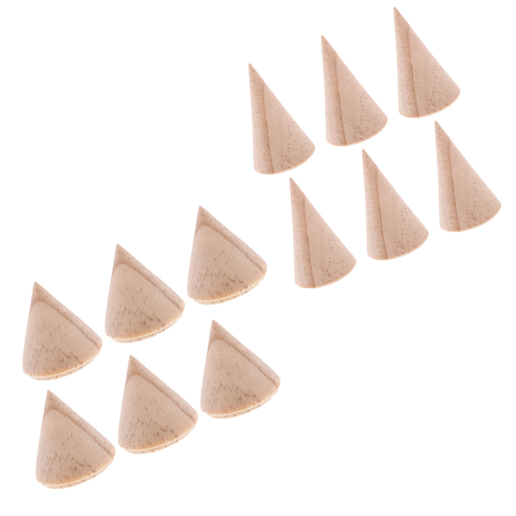 12 Pieces Cone Shape 3cm/5cm Wooden Ring Jewelry Display Stand Organizer