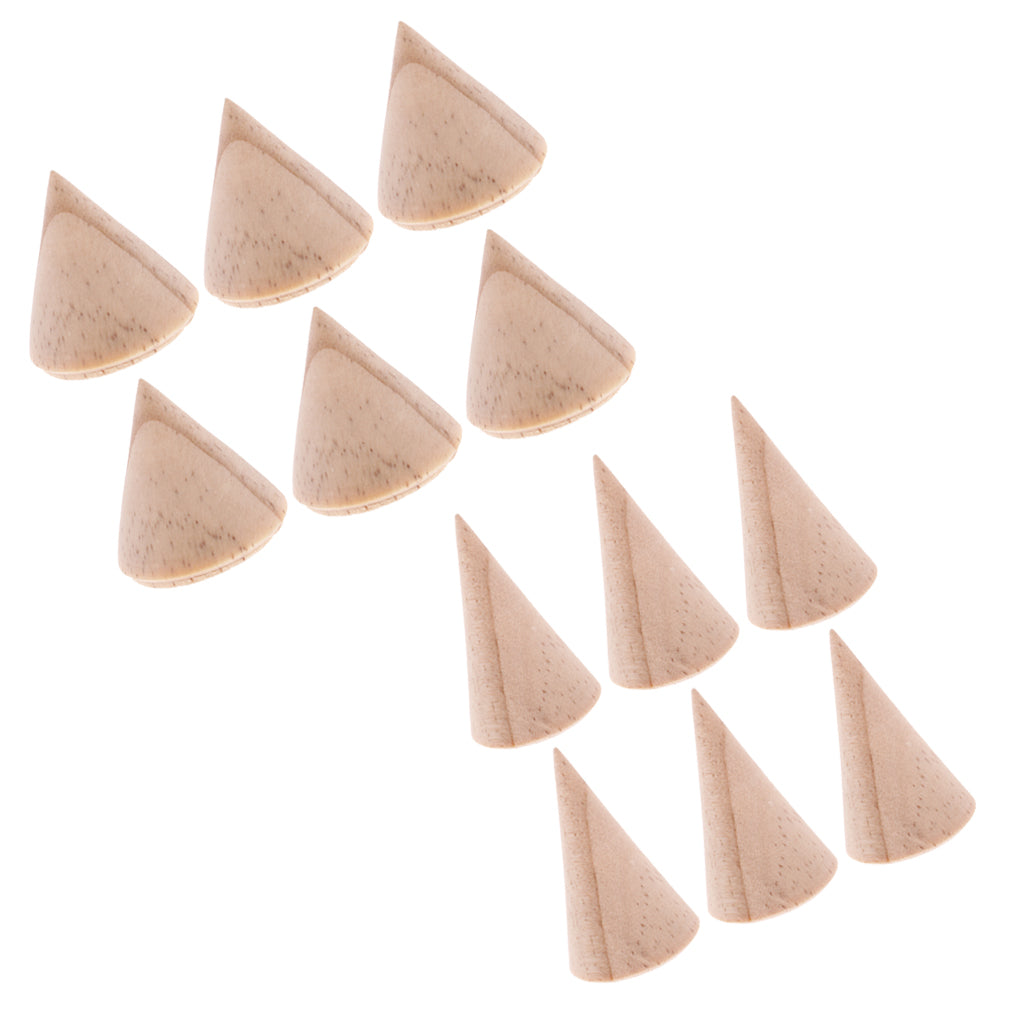 12 Pieces Cone Shape 3cm/5cm Wooden Ring Jewelry Display Stand Organizer