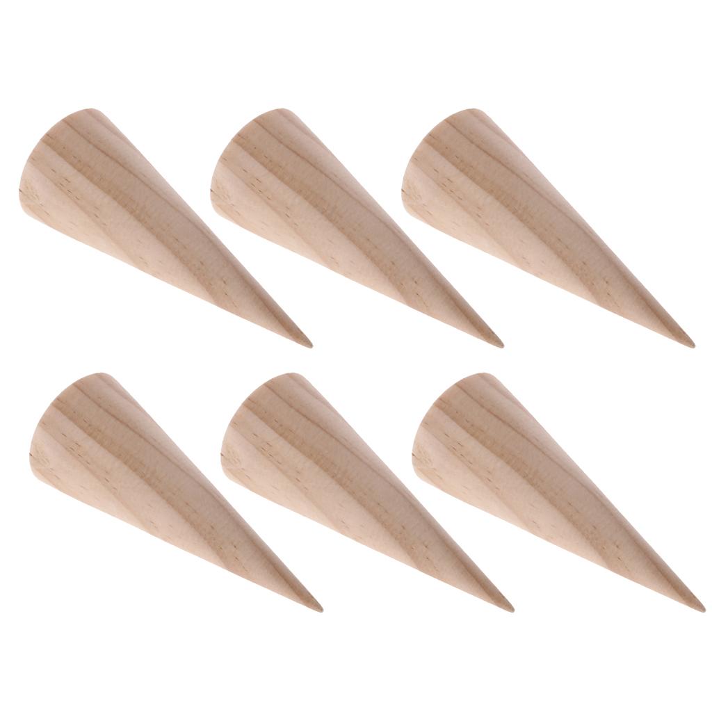 12 Pieces Unpainted Cone Natural Wood Ring Jewelry Display Stand Rack