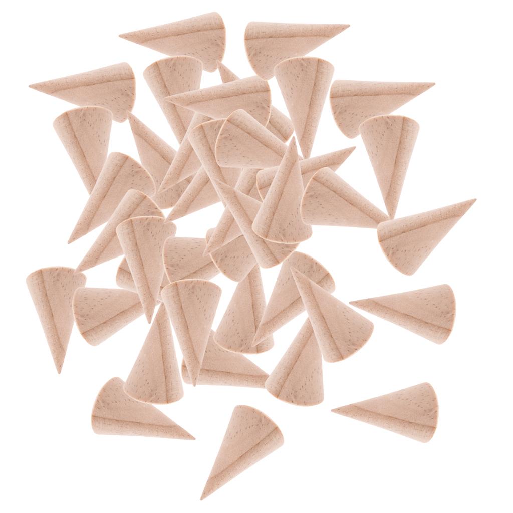 40 Pieces Wholesale Unpainted Cone Shape Natural Wood Ring Jewelry Display