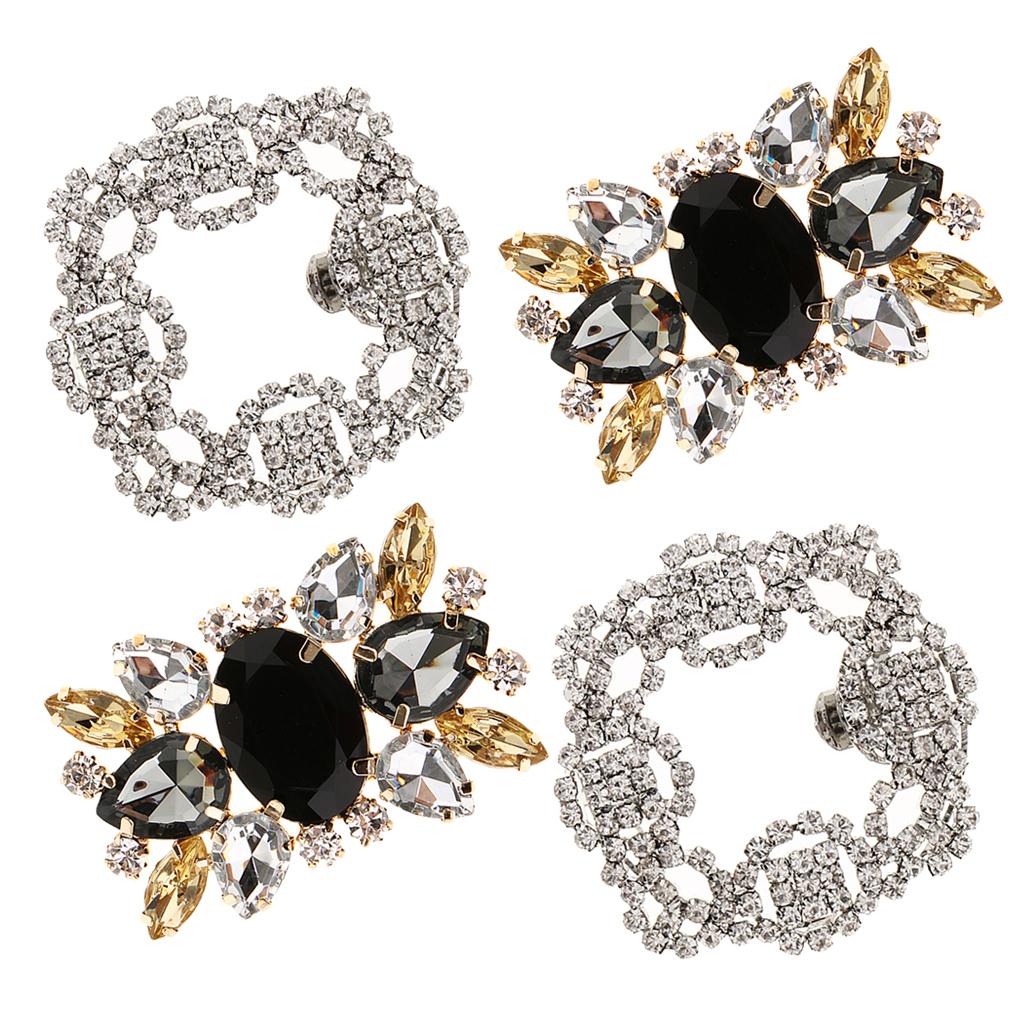 2Pairs Luxury Crystal Shoe Clips Rinestone Shoe Buckles Decoration for Women