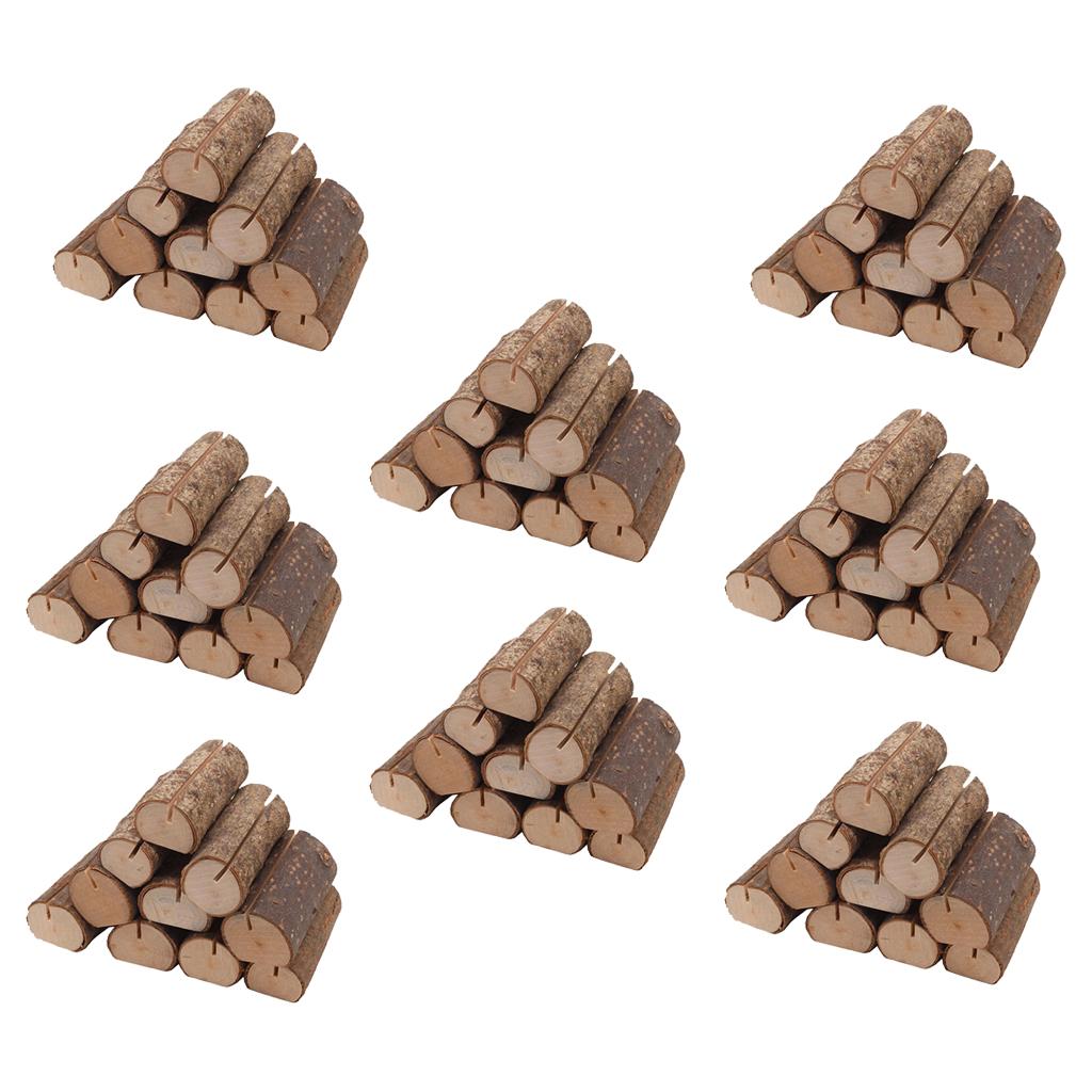 80pcs Rustic Wooden Place Card Holder Party Wedding Table Name Card Holder